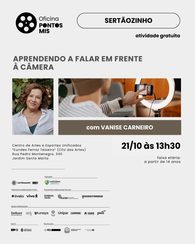 Oficina gratuita ensina técnicas para falar em frente à câmera em Sertãozinho